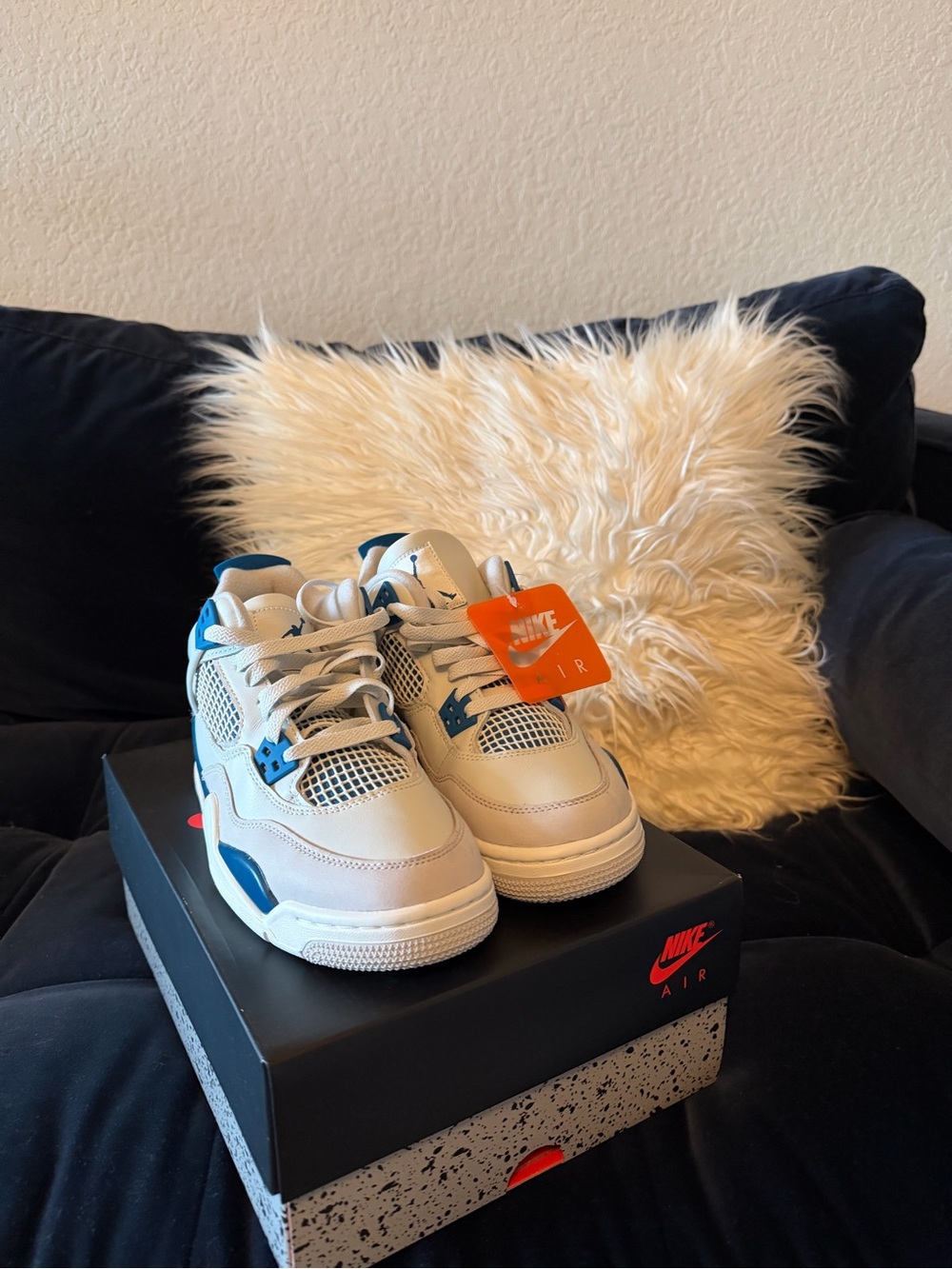 Nike Kids White Sneakers with Blue Accents